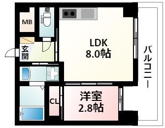 アドバンス江坂ラシュレ(1LDK/8階)の間取り写真