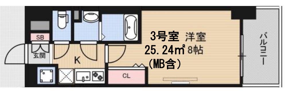 LUXE海老江II(1K/3階)の間取り写真