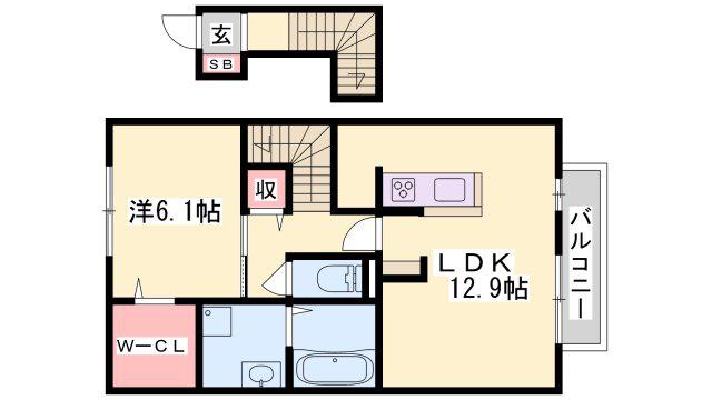 グランクレール自由が丘(1LDK/2階)の間取り写真