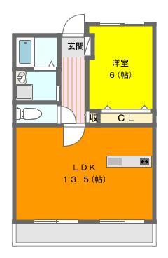 ピュアー(1LDK/1階)の間取り写真