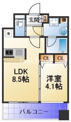 プレジオ城北(1LDK/5階)の間取り写真
