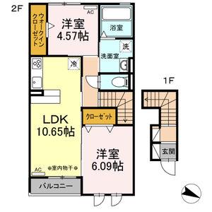D-ROOM桂 A棟(2LDK/2階)の間取り写真