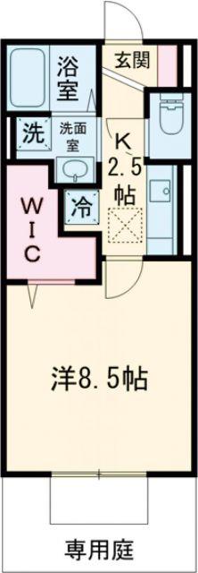 サクラーレ朝日(1K/1階)の間取り写真