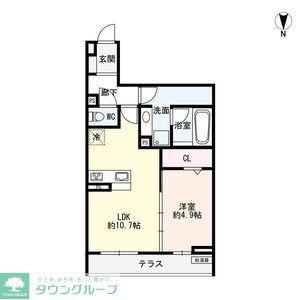LUVITA新福寺町(1LDK/1階)の間取り写真
