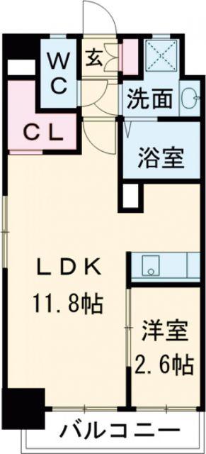 MGA黒崎W(1LDK/3階)の間取り写真