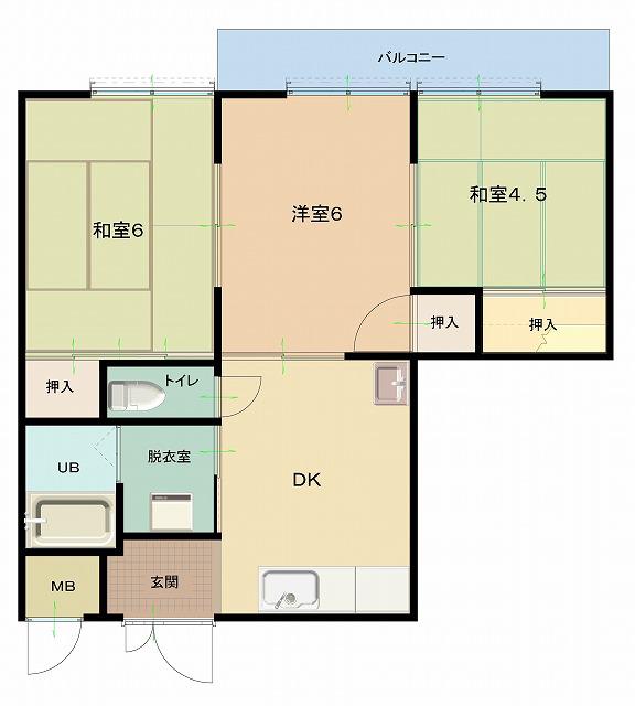 アパルトメント高野(3DK/2階)の間取り写真