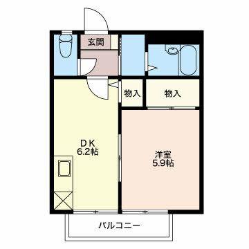 フレグランス 栄D(1DK/2階)の間取り写真