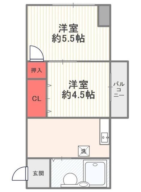 豊島リバーハイツ(2DK/4階)の間取り写真