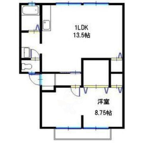 ハイツサンライフ(1LDK/2階)の間取り写真