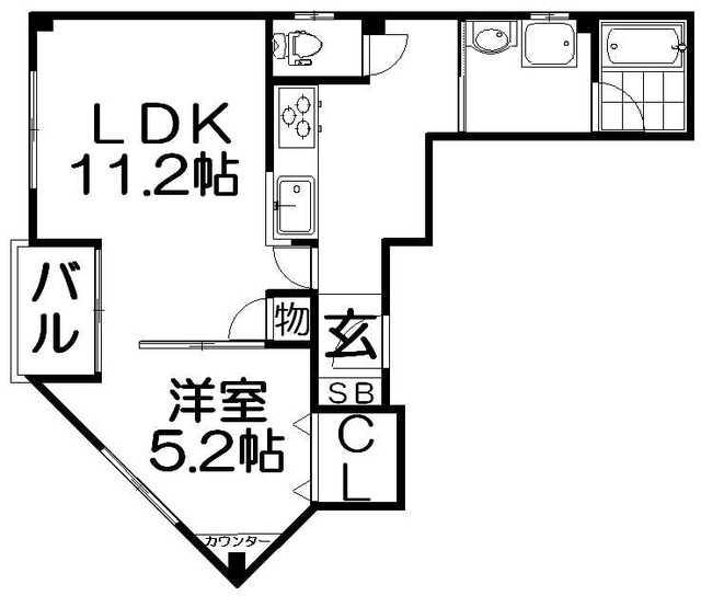 アーカンシェル東寝屋川(1LDK/5階)の間取り写真