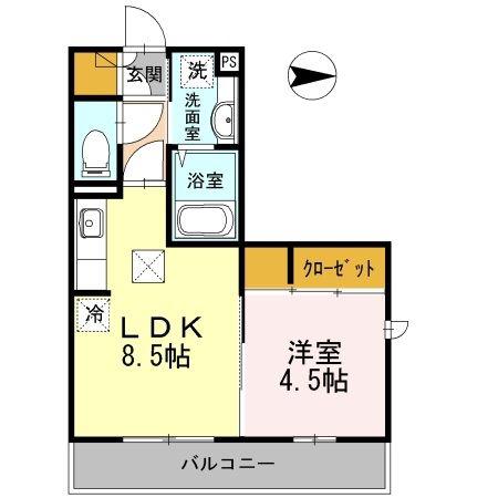 アメニティコート(1LDK/1階)の間取り写真