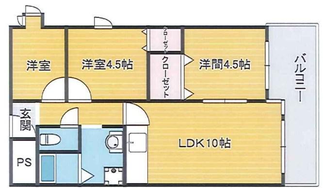 センターヒル千舟(3LDK/11階)の間取り写真