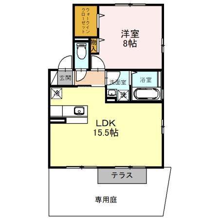 トワヴェールI(1LDK/1階)の間取り写真