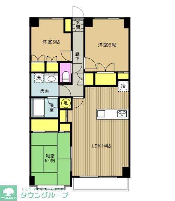 厚木・コアラマンション(3LDK/2階)の間取り写真