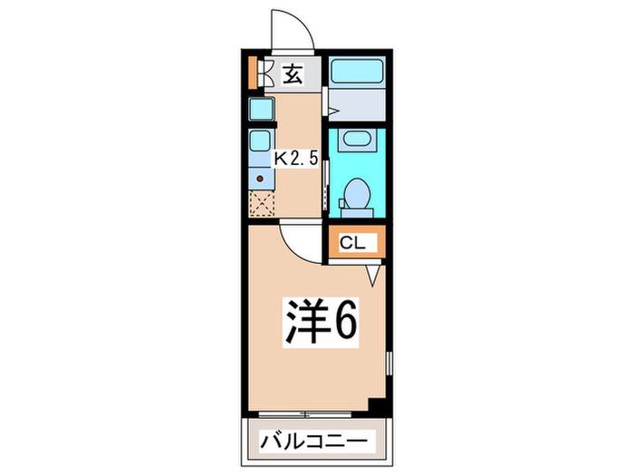 ORO駅前マンション(1K/2階)の間取り写真