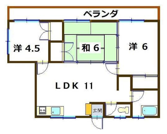 真栄里アパート(3LDK/3階)の間取り写真