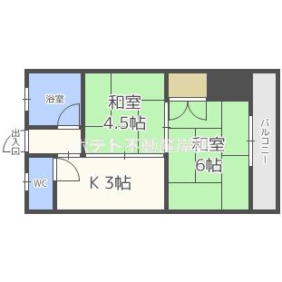 エイトビル岸里(2K/3階)の間取り写真