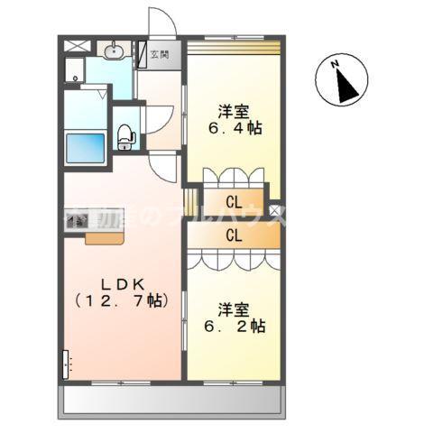 ウィステリアカレン(2LDK/2階)の間取り写真
