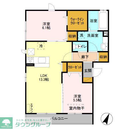 エステート・シマムラD(2LDK/1階)の間取り写真