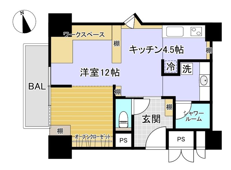 日商岩井京橋ハイツ(1K/4階)の間取り写真