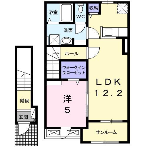ステラ玉湯(1LDK/2階)の間取り写真