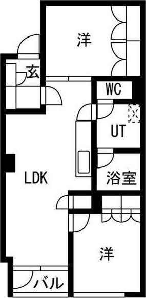 ノルド山の手(2LDK/4階)の間取り写真