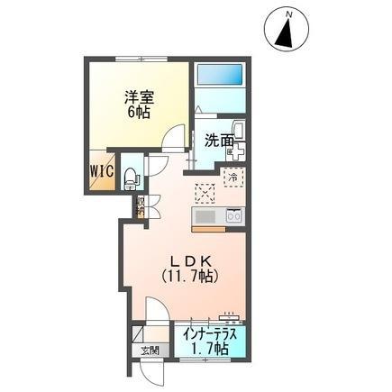 ポルテ リュミエール(1LDK/1階)の間取り写真