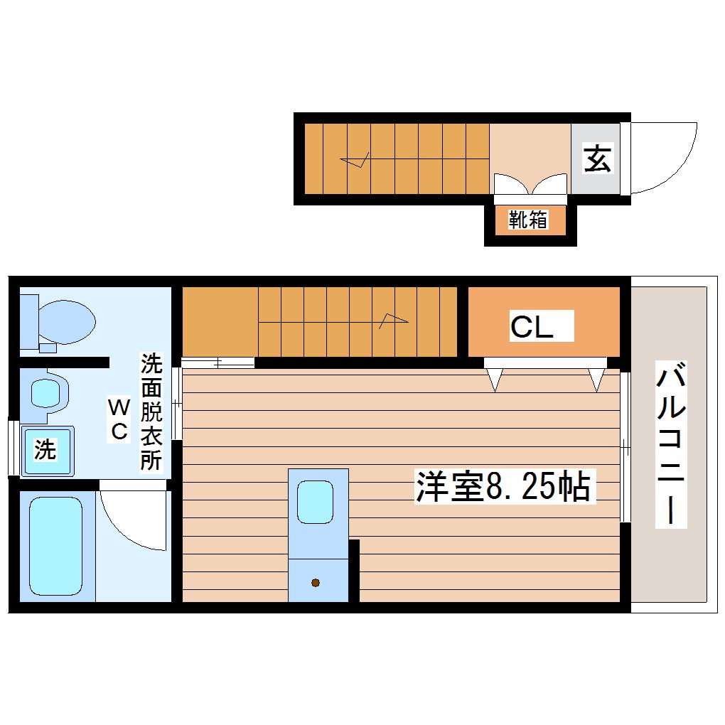 クロレ長町(ワンルーム/2階)の間取り写真