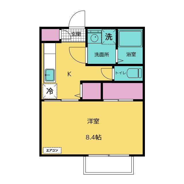 RESIDENCE明神(1K/2階)の間取り写真