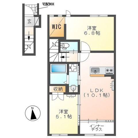 スターテラス長島(2LDK/2階)の間取り写真