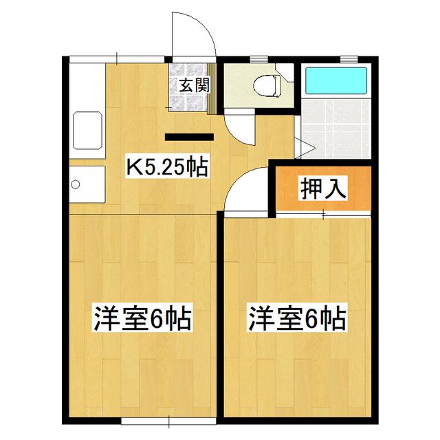 ハイツ深志(1LDK/2階)の間取り写真