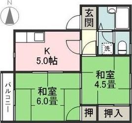 ハーバータウン(2K/2階)の間取り写真