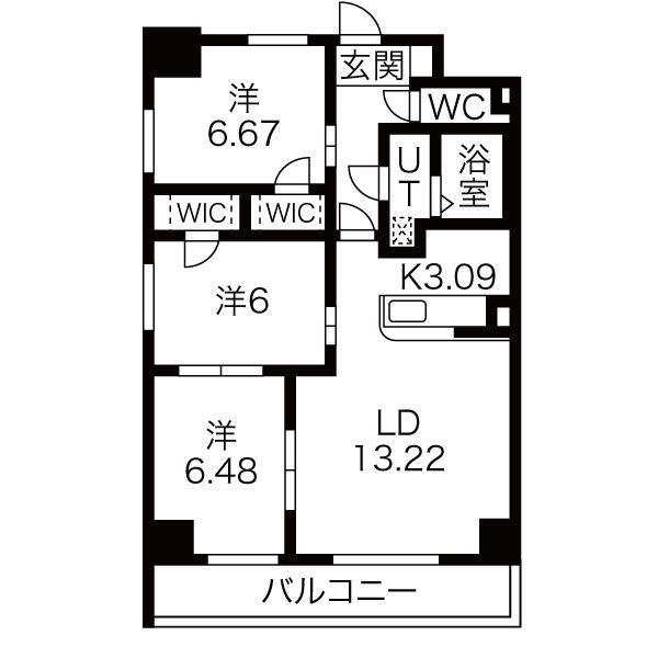 S-FORT 鶴舞 REALE(3LDK/9階)の間取り写真