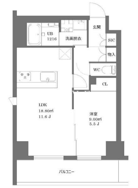 イマーレ富久町(1LDK/2階)の間取り写真