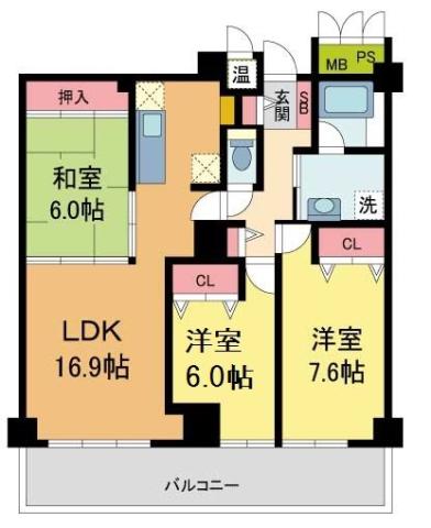 ラピタス31西宮(3LDK/19階)の間取り写真