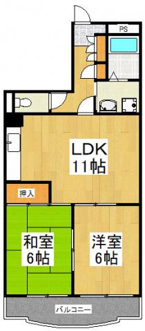 ピュア東所沢(2LDK/2階)の間取り写真