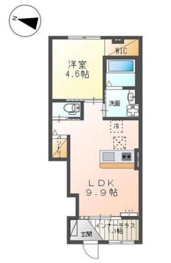 西宮市山口町下山口アパート(1LDK/1階)の間取り写真