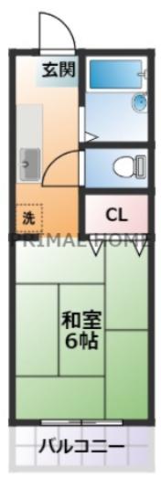 びんごハイツII(1K/2階)の間取り写真