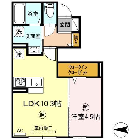 ソラティオ(1LDK/1階)の間取り写真