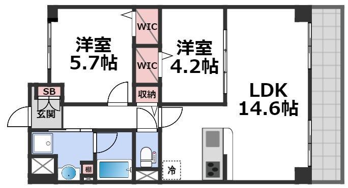 サン シエロ東今里(2LDK/6階)の間取り写真