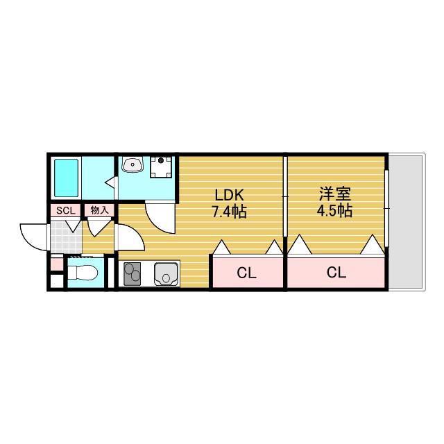 LA FAMILLE K 新大阪(1LDK/3階)の間取り写真