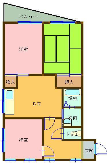 コーポグリーンテラス(3DK/3階)の間取り写真