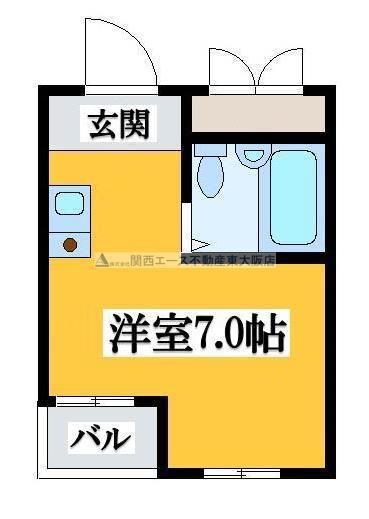 カーサデル吉松(ワンルーム/3階)の間取り写真