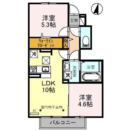 ポワール(2LDK/1階)の間取り写真