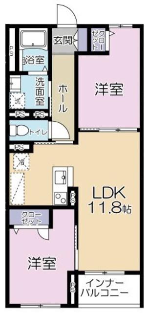 カサブランカ(2LDK/3階)の間取り写真