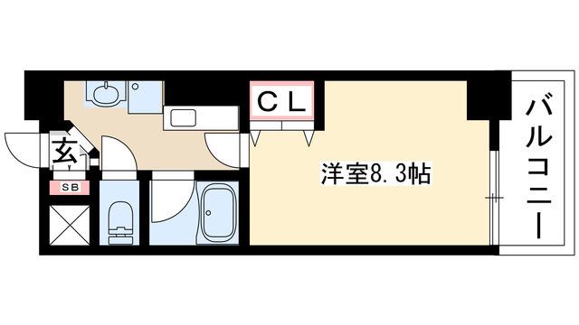 ヒルズ新栄2号館(1K/9階)の間取り写真