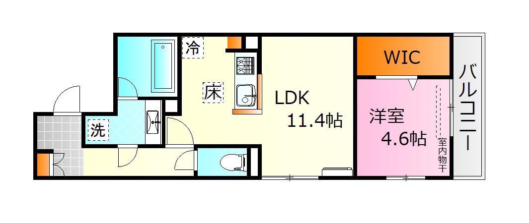 CAMPANLLA舟入南(1LDK/1階)の間取り写真