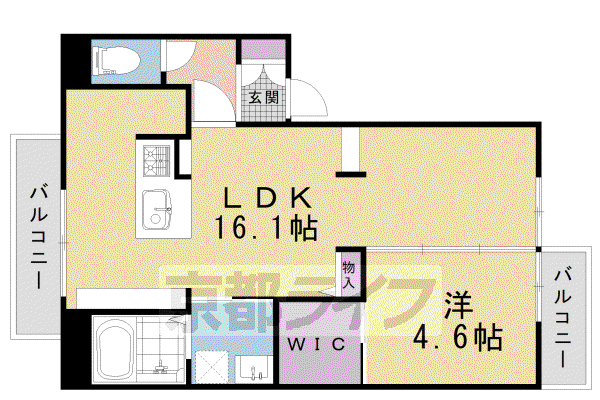 バウム西賀茂(1LDK/2階)の間取り写真