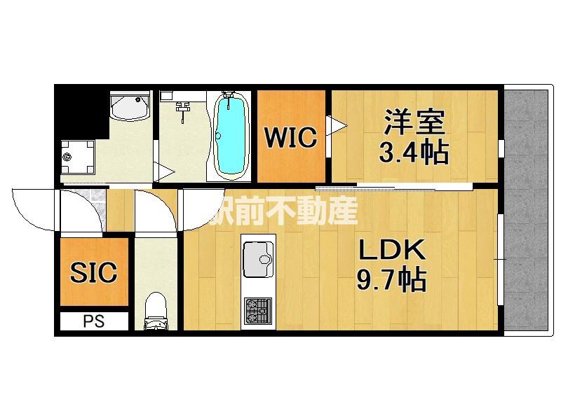 ラルヴェール和白駅前(1LDK/2階)の間取り写真