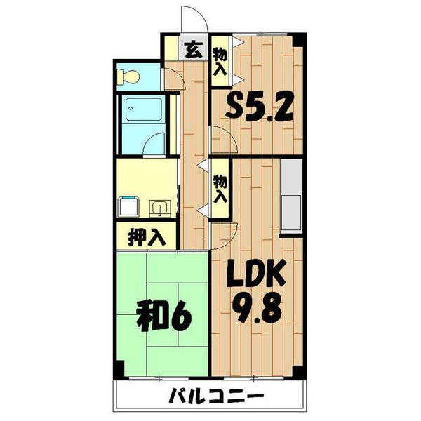 グレイス詩香(2LDK/6階)の間取り写真